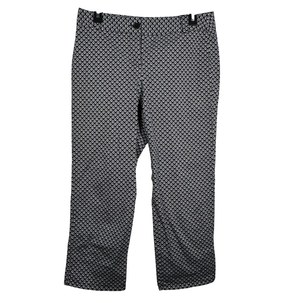 Ann Taylor LOFT Marisa Fit Navy White‎ Geometric Diamond Cropped Pants 6 8197